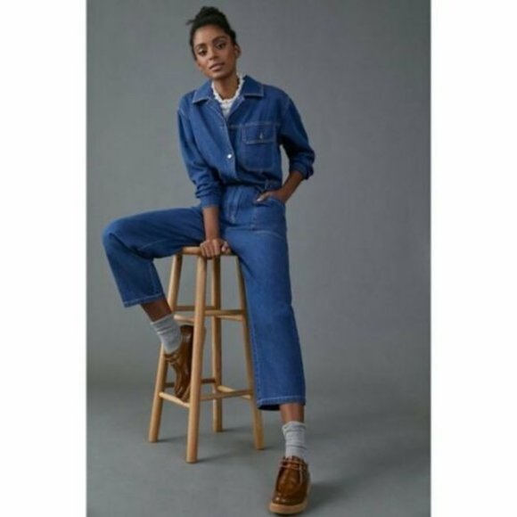 Anthropologie Mare Mare Aya Denim Utility Jumpsuit M - Picture 2 of 11
